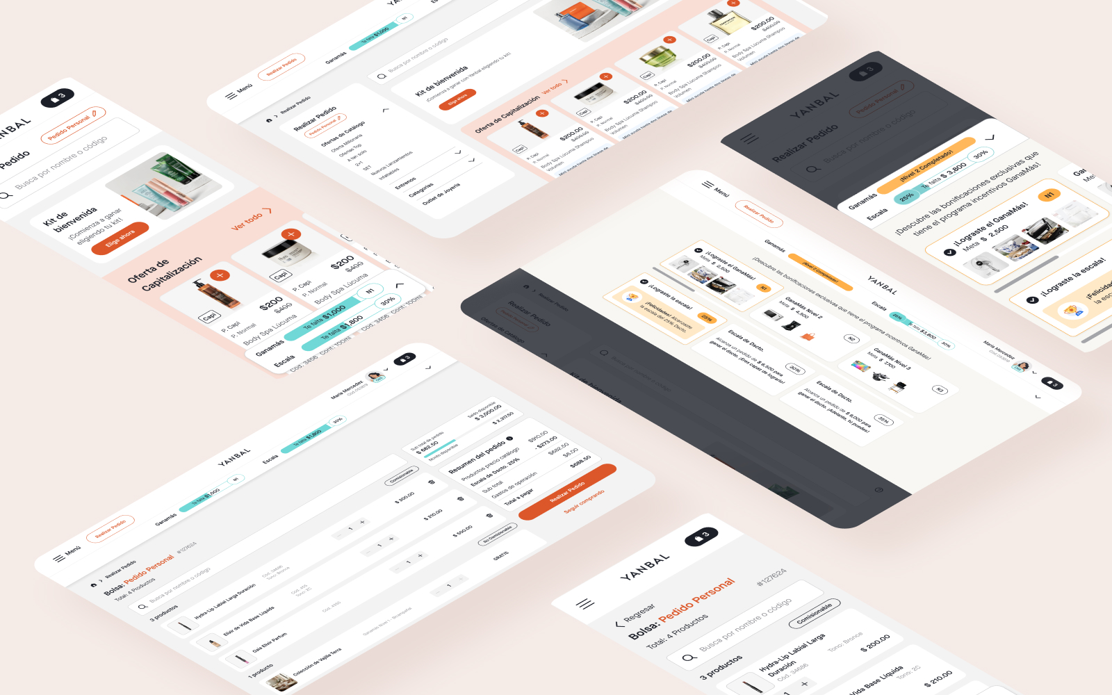 Isometric montage of the redesigned Yanbal e-commerce platform across mobile and desktop.